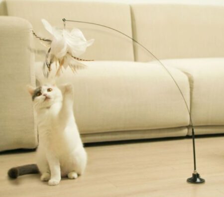 Vantuzlu Tüylü Zilli Kedi Oyun Oltası (4172)