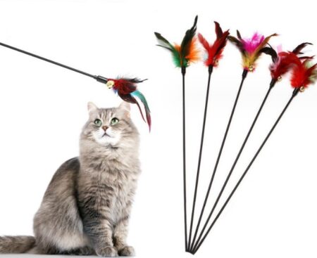 Çıngıraklı Tüylü Kedi Oyun Çubuğu (4172)