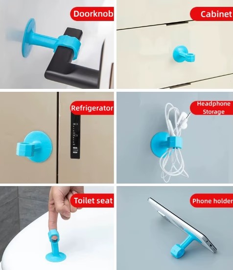 Vantuzlu Geçmeli Kapı Kolu Stoper 4lü Set Beyaz (4172) - Görsel 4