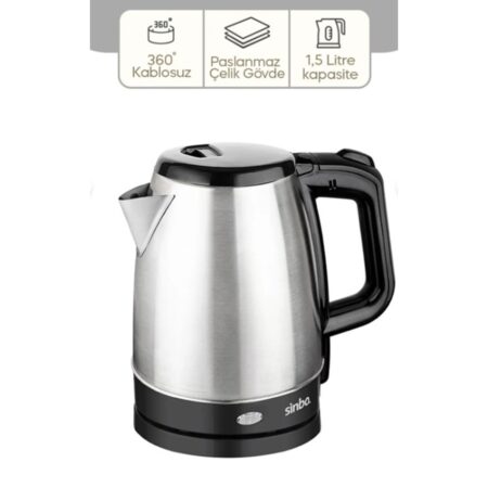 ÇELİK KETTLE 1.7LT GİZLİ REZİSTANS - KABLOSUZ SK-8015 (4172)