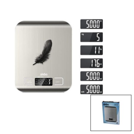 MUTFAK TARTISI TERAZİ İNOX LCD EKRAN 5KG/1GR PİLLİ=2X AAA PİL GR/OZ/ML/IB ÖLÇÜM SKS-4527 (4172)
