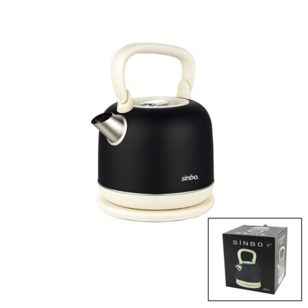 RETRO SİYAH NOSTALJİ DEMLİK MODEL ÇELİK KETTLE SU ISITICI 2.2LT 1800W GİZLİ RESİZTANS SK-8035 (4172)