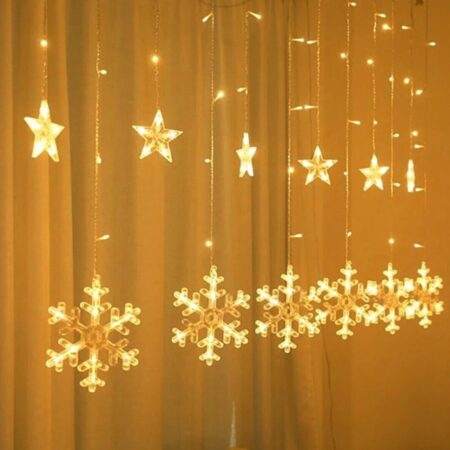 GÜN IŞIĞI - KAR TANE 3MT - FİŞLİ EKLEMELİ - FONKSİYONLU LUX SARKIT PERDE LED - DEKOR LAMBA (4172)