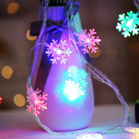 GÜN IŞIĞI - KAR TANESİ 3MT PİLLİ 2 FONKSİYONLU PERİ LED - DEKOR LAMBA (4172)