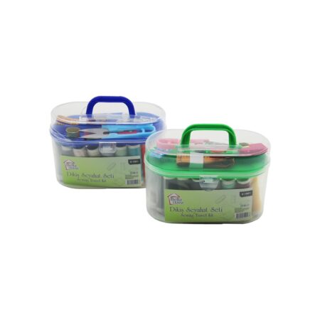 BÜYÜK ÇANTALI DİKİŞ SETİ İPLİK - MEZURA - TEKSTİL MAKASI - İĞNE - YÜZÜK (4172)