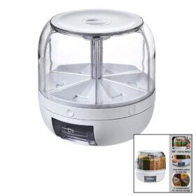 360° DÖNEBİLEN GIDA ORGANİZERİ 6 BÖLMELİ - 6KG. OTOMATİK DÜĞME MUSLUK (4172)