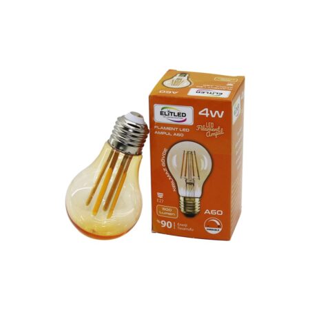 ELİTLED A-60 4W - E27 GOLD COLOR FLAMENT LED RUSTİK AMPUL 500LUMEN KIRILMAZ GÖVDE (4172)