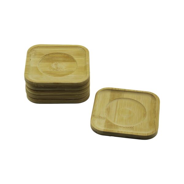6PCS - KARE  BAMBU ÇAY TABAK (K0)