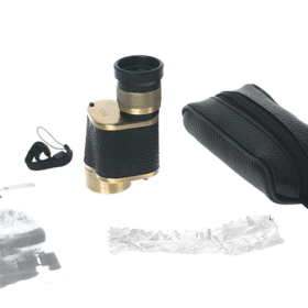 6x24  Baıgısh, Askeri Tarzi Pirinç Ve Deri Kaplamalı, Deri Çantalı Monocular Dürbün Sarı