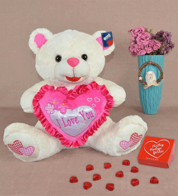 Çocuk 78628 PELUŞ KALPLİ AYI 60CM -HLY