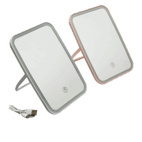 8.5 inç   BÜYÜK USB ŞARJLI - 5W LEDLİ AYAKLI PLASTİK MAKYAJ AYNASI (K0)