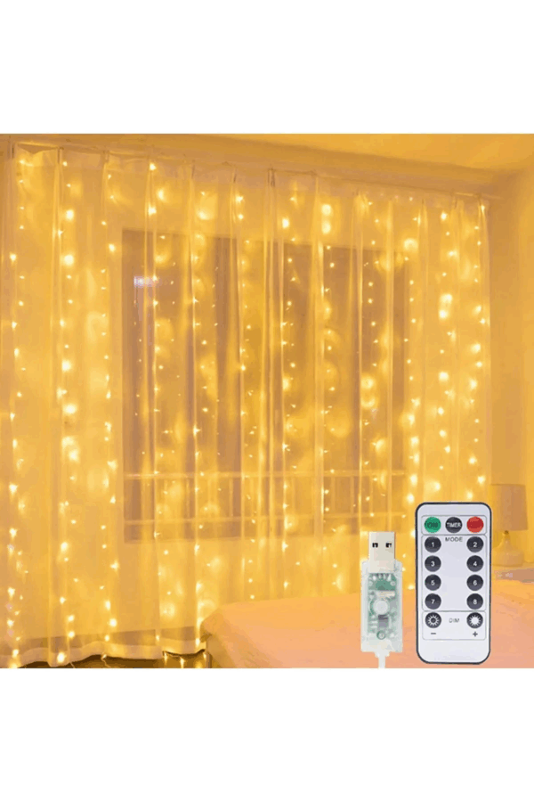 8 Fonksiyonlu Peri Perde Led Uzaktan Kumandalı Günışığı Perde Peri Led (3 Mt X 3 Mt) - Görsel 2