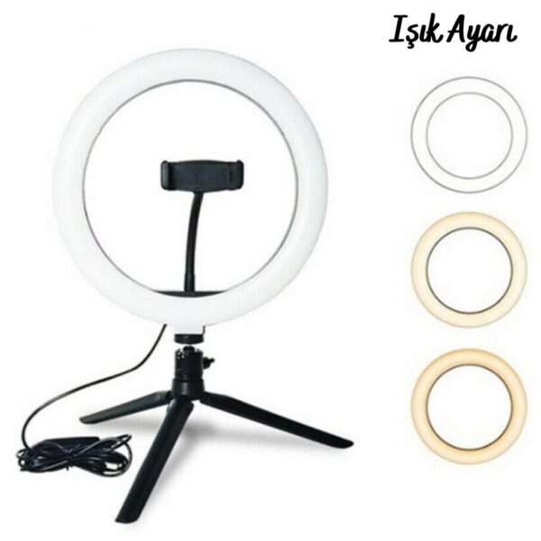 8inç 20cm Youtube Instagram Tiktok Selfie Stüdyo Video Fotoğraf Ring Light Tripod Led Halka Işık (K0) - Görsel 4