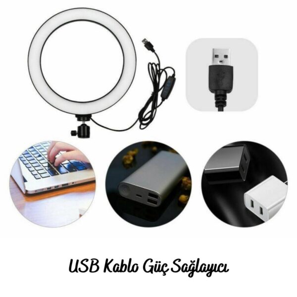 8inç 20cm Youtube Instagram Tiktok Selfie Stüdyo Video Fotoğraf Ring Light Tripod Led Halka Işık (K0) - Görsel 5