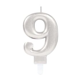 9 Rakam Mum Gümüş Renk (K0)