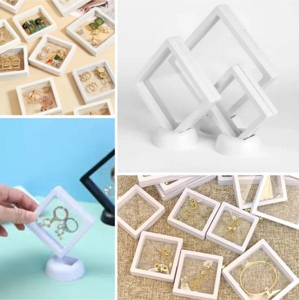 9x9 cm Standlı 3D Takı Ziynet Hatıra Koleksiyon Saklama Kutusu Şeffaf Film Çerçevesi (K0) - Görsel 3