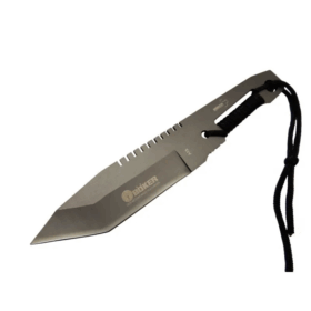A 13 Metal Outdoor Bıçak 23cm - İpli Sap, Tırtıklı Sırt, Kılıflı