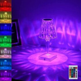 Abajur Model USB Şarjlı Kumandalı 16 Farklı Işık Modlu Masa Üstü Kristal Akrilik Lamba Led (K0)