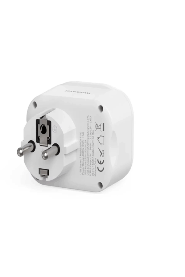 Ac-115 2500w 3.4a 2usb 1type-c 1soket Akım Korumalı Şarj Adaptörü Priz Çoğaltıcı - Görsel 4