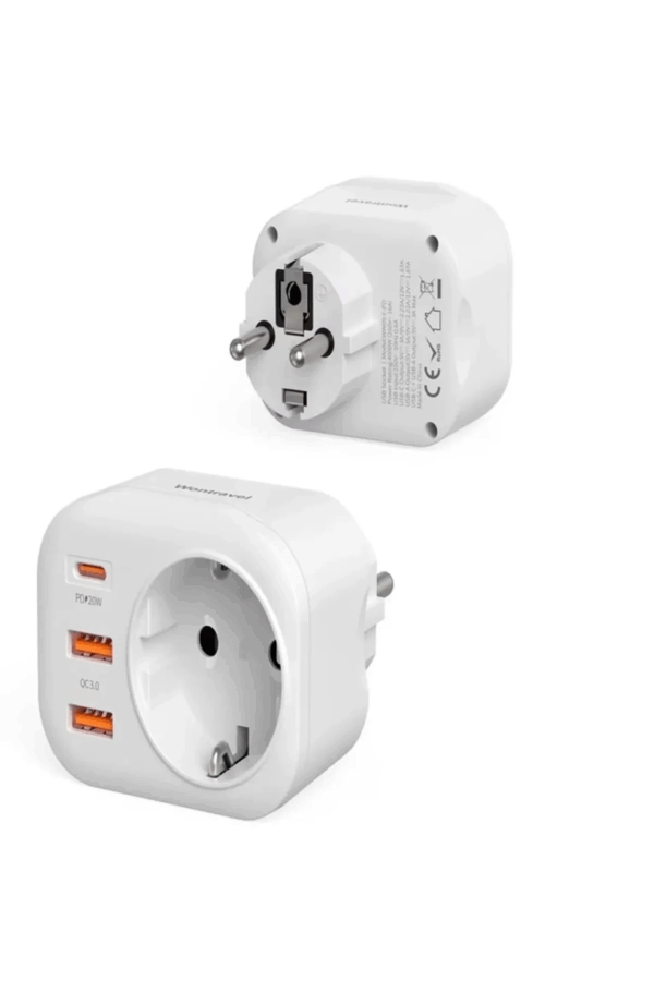 Ac-115 2500w 3.4a 2usb 1type-c 1soket Akım Korumalı Şarj Adaptörü Priz Çoğaltıcı - Görsel 5