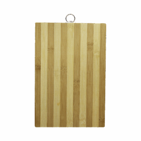AHŞAP 20X30CM BEYAZ ÇİZGİLİ BAMBU KESİM PANOSU METAL KULPLU (K0)