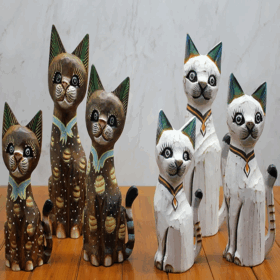 Ahşap 3'lü 50 Cm Kedi Seti 3sutama-2