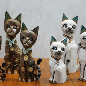Ahşap 3'lü Kedi Seti 30 Cm Okas:2