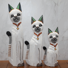 Ahşap 3'lü Kedi Seti 50 Cm Okas:1