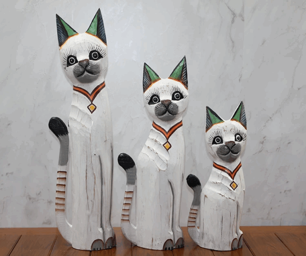 Ahşap 3'lü Kedi Seti 50 Cm Okas:1