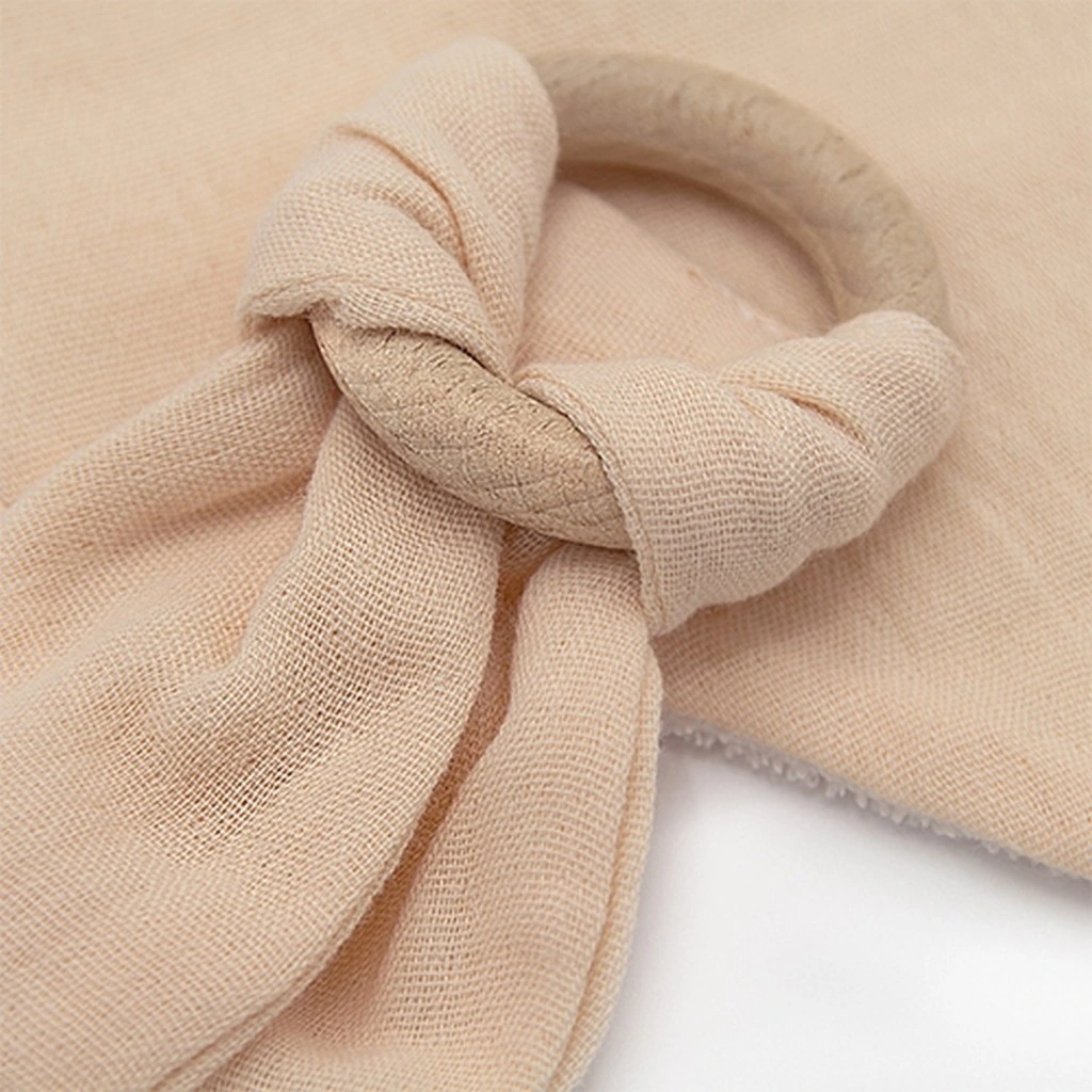 Ahşap Diş Kaşıyıcılı Bürümcük Müslin Önlük 736 Somon - Görsel 4