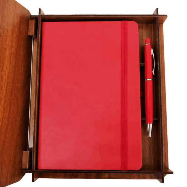 Ahşap Kutulu Defter Kalem - Görsel 3