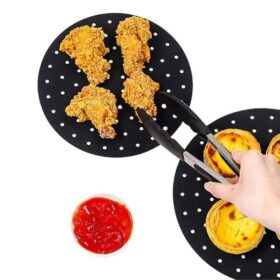 Airfryer Yuvarlak Model Pişirme Matı Kırmızı ve Yuvarlak Model Pişirme Matı Siyah 20cm (K0)