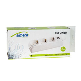 ALMERA USBLİ 3LÜ TOPRAKLI PRİZ 2 MT. (K0)