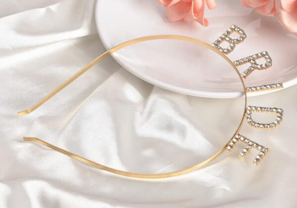 Altın Gold Renk Bekarlığa Veda Kristal Taş Bride Tacı İthal 16x10 cm (K0) - Görsel 4
