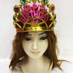 Altın Renk Happy Birthday Yazılı Doğum Günü Tacı 60 cm (K0)