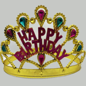 Altın Renk Happy Birthday Yazılı Doğum Günü Tacı 60 cm (K0)
