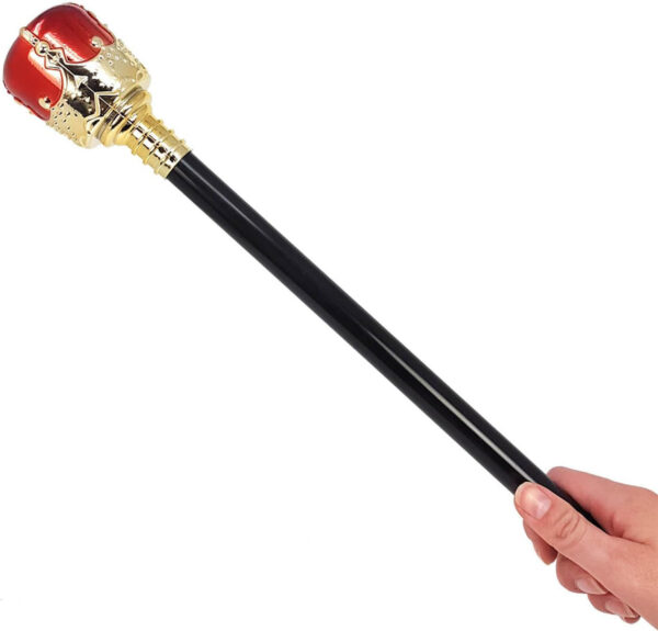 Altın Renk 60 cm Kral Tacı Kraliyet Tacı ve Kırmızı Topuzlu Kral Asası Seti (K0) - Görsel 3