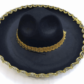 Altın Renk Şeritli Meksika Mariachi Latin Şapkası 55 Cm Çocuk