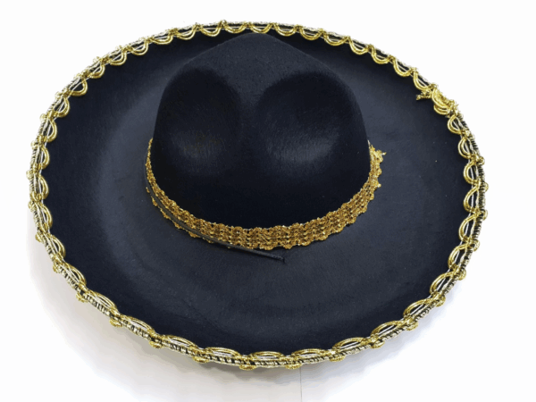Altın Renk Şeritli Meksika Mariachi Latin Şapkası 55 Cm Çocuk - Görsel 2