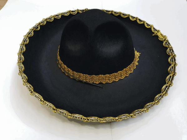 Altın Renk Şeritli Meksika Mariachi Latin Şapkası 55 Cm Çocuk - Görsel 3