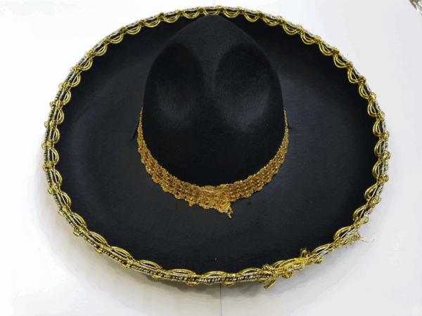 Altın Renk Şeritli Meksika Mariachi Latin Şapkası 55 Cm Çocuk - Görsel 4