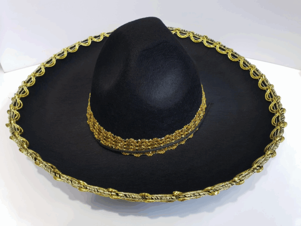 Altın Renk Şeritli Meksika Mariachi Latin Şapkası 55 Cm Çocuk - Görsel 5