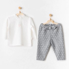 Andywawa AC24338 Meow 2li Bebe Takım Ecru Grey