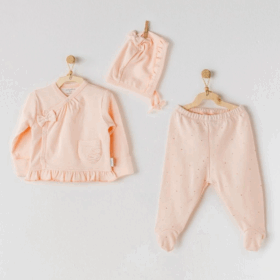 Andywawa AC24348 Hiding Rabbits 3 Parça Bebe Zıbın Takımı Salmon