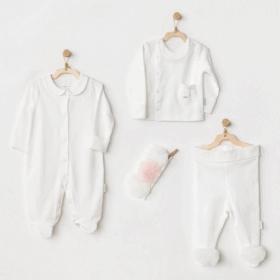 Andywawa AC24501 Petit Love Newborn Tüllü 4 Parça Set Ekru