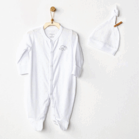 Andywawa AC24708 Jacquard Bebek Tulum Takım White