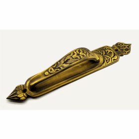 Antika Tarz Dekoratif Pirinç Kubbeli Çekme Kapı Kolu - 396x68 Mm, Antik