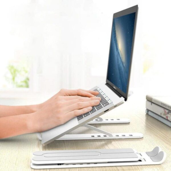 Ayarlanabilir Plastik Dizüstü Destek Tabanı Katlanabilir Taşınabilir Laptop Sehpası Yükseltici (K0) - Görsel 4
