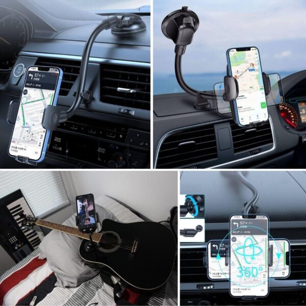 Ayarlanabilir Vakum Kilitli Cam Ve Torpidoya Takılabilen Telefon Tutucu (K0) - Görsel 3