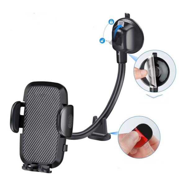 Ayarlanabilir Vakum Kilitli Cam Ve Torpidoya Takılabilen Telefon Tutucu (K0) - Görsel 4